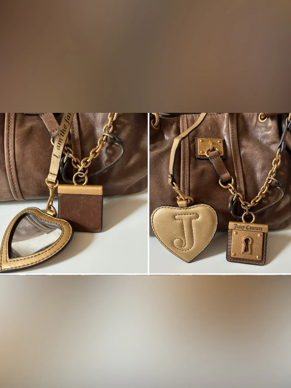 Juicy Couture Brown Leather Hobo Purse~Y2K Juicy Couture Bag